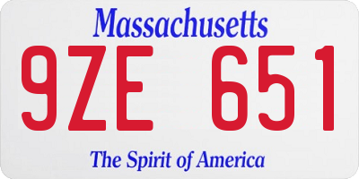 MA license plate 9ZE651