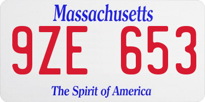 MA license plate 9ZE653