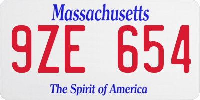MA license plate 9ZE654