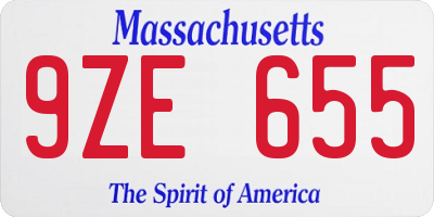 MA license plate 9ZE655