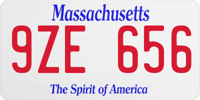 MA license plate 9ZE656