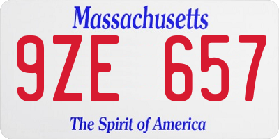 MA license plate 9ZE657