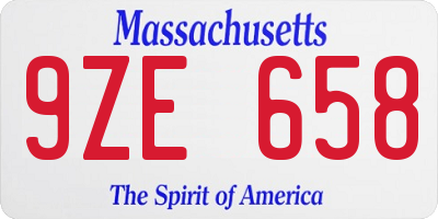 MA license plate 9ZE658