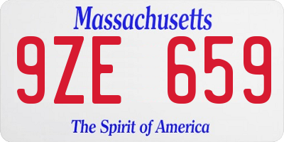 MA license plate 9ZE659