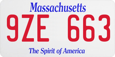 MA license plate 9ZE663