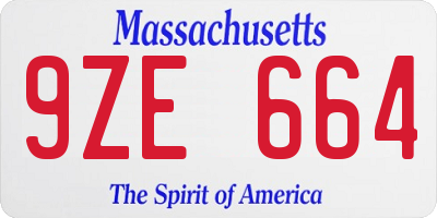 MA license plate 9ZE664