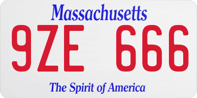 MA license plate 9ZE666