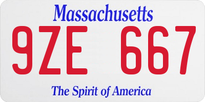 MA license plate 9ZE667