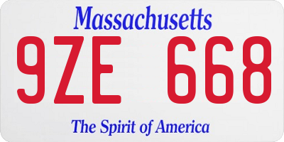 MA license plate 9ZE668