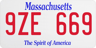 MA license plate 9ZE669