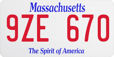 MA license plate 9ZE670