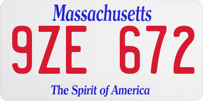 MA license plate 9ZE672