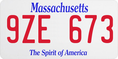 MA license plate 9ZE673