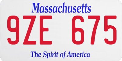 MA license plate 9ZE675