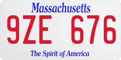 MA license plate 9ZE676