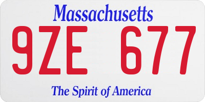 MA license plate 9ZE677