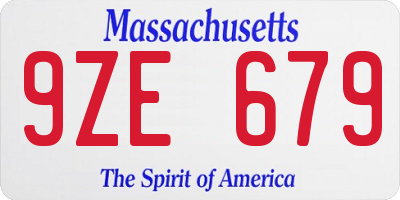 MA license plate 9ZE679