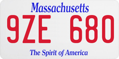MA license plate 9ZE680