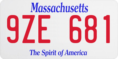 MA license plate 9ZE681