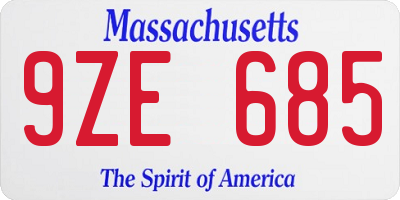 MA license plate 9ZE685
