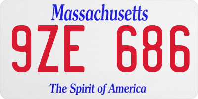 MA license plate 9ZE686