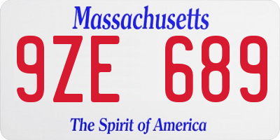 MA license plate 9ZE689