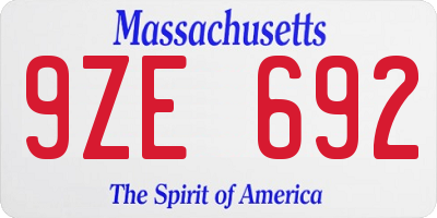 MA license plate 9ZE692