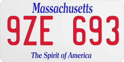 MA license plate 9ZE693