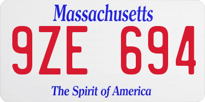 MA license plate 9ZE694