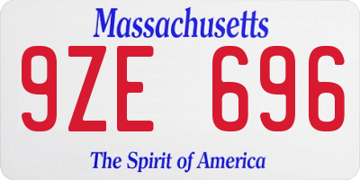 MA license plate 9ZE696