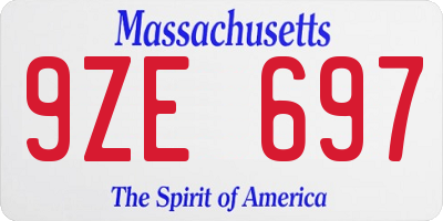 MA license plate 9ZE697