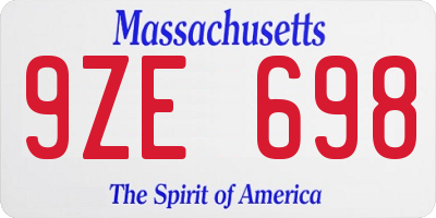 MA license plate 9ZE698