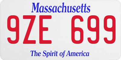 MA license plate 9ZE699