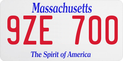 MA license plate 9ZE700