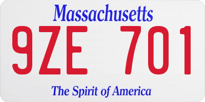 MA license plate 9ZE701