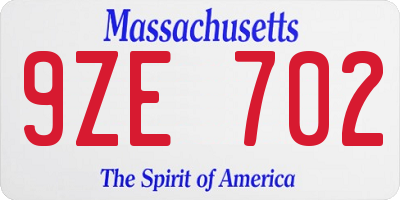 MA license plate 9ZE702