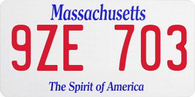 MA license plate 9ZE703