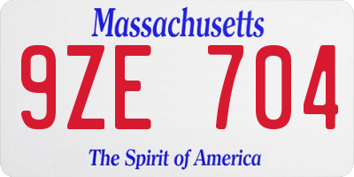 MA license plate 9ZE704