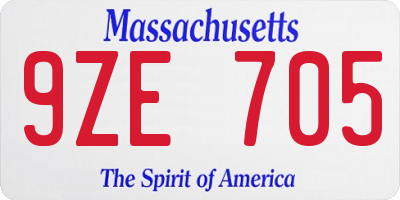 MA license plate 9ZE705