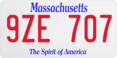 MA license plate 9ZE707