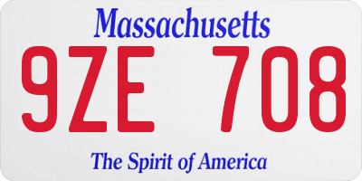 MA license plate 9ZE708