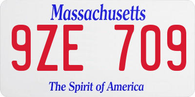 MA license plate 9ZE709