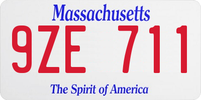 MA license plate 9ZE711