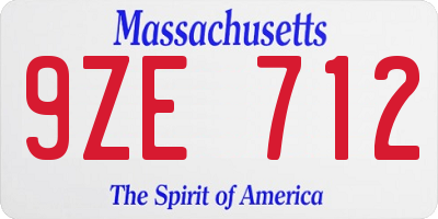 MA license plate 9ZE712