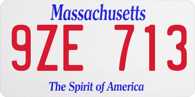 MA license plate 9ZE713