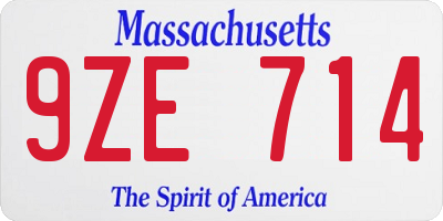 MA license plate 9ZE714