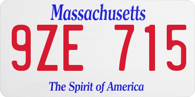 MA license plate 9ZE715