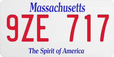 MA license plate 9ZE717