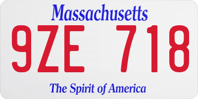 MA license plate 9ZE718