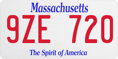 MA license plate 9ZE720